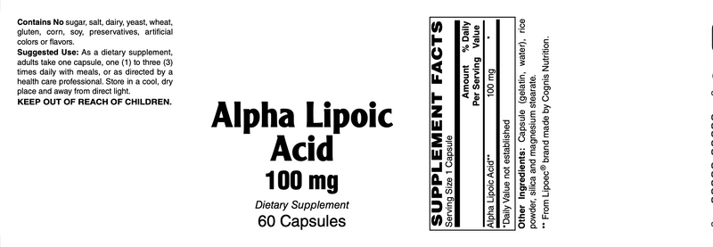 Alpha Lipoic Acid, 100 mg