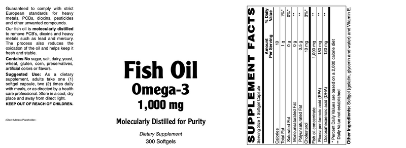 Fish Oil Omega-3, 1,000mg