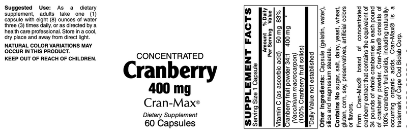 Concentrate Cranberry, 400 mg With Vitamin C, CRAN-MAX®