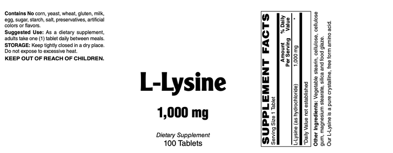 L-Lysine, 1,000 mg