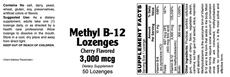 Methyl B-12, 3,000 mcg Lozenges