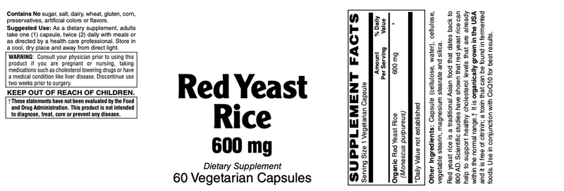 Red Yeast Rice, 600 mg