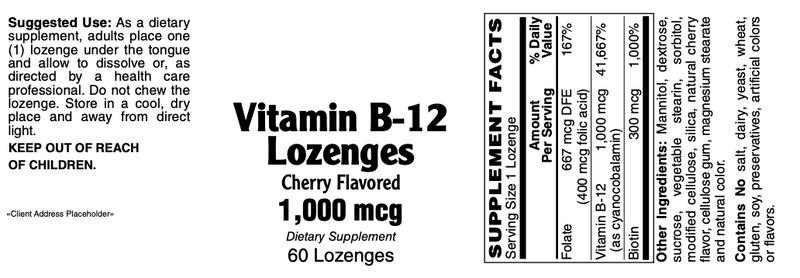 Vitamin B-12, 1,000mcg Lozenges