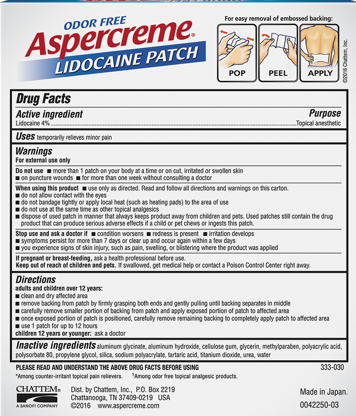 Aspercreme Lidocaine Patch