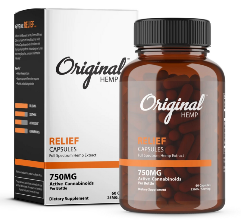 Relief Capsules (750mg) | Full Spectrum Hemp Extract