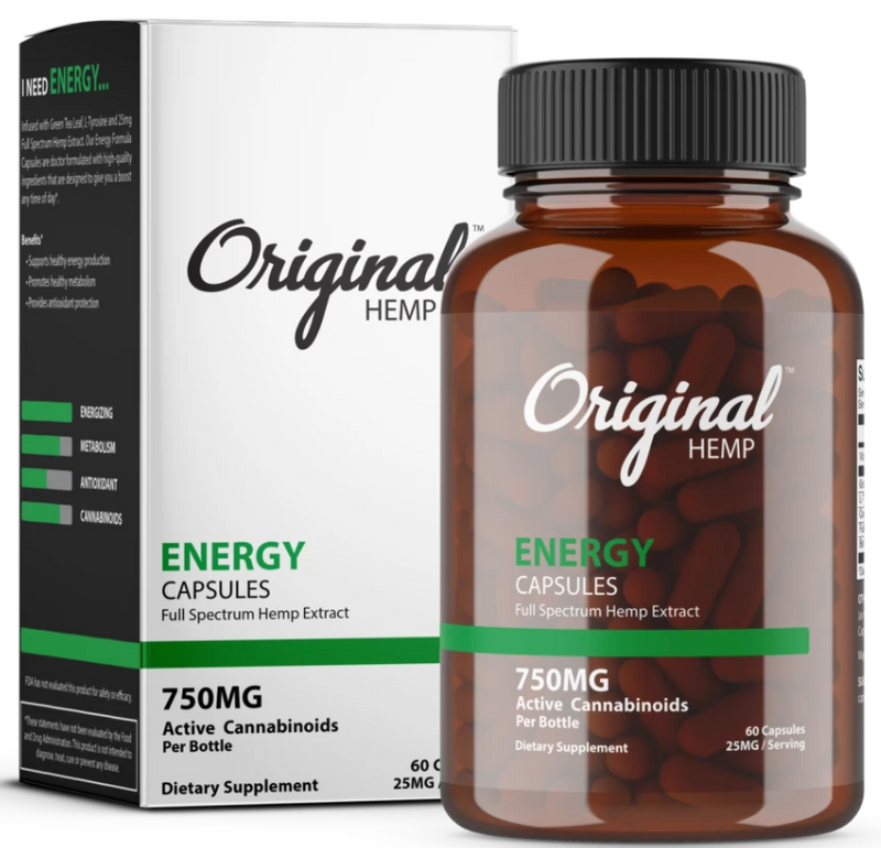 Energy Capsules (750mg) | Full Spectrum Hemp Extract